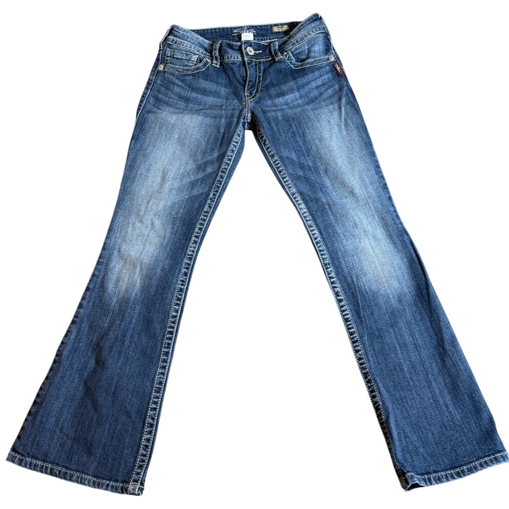 Silver Jeans Co. Suki Bootcut Womens 27 Blue Embroidered Logo Mid Rise Casual‎